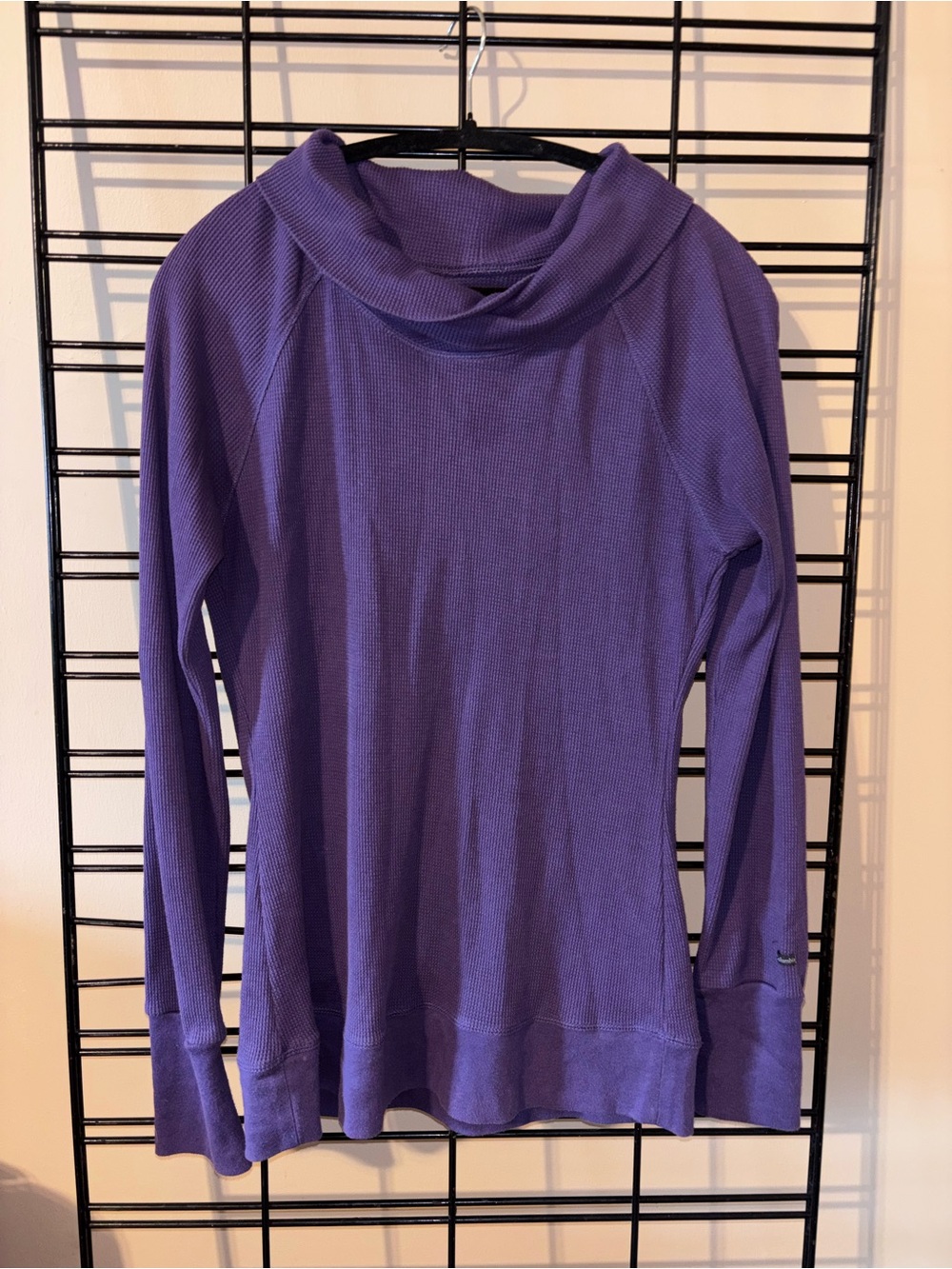 Columbia Purple Waffle-Knit Cowl Neck Pullover